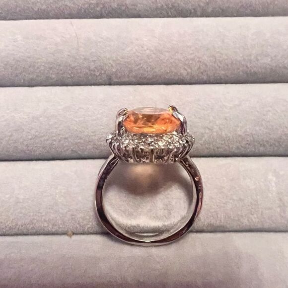 NEW Silver Citrine Cubic Zirconia Cocktail Ring - Picture 4 of 4